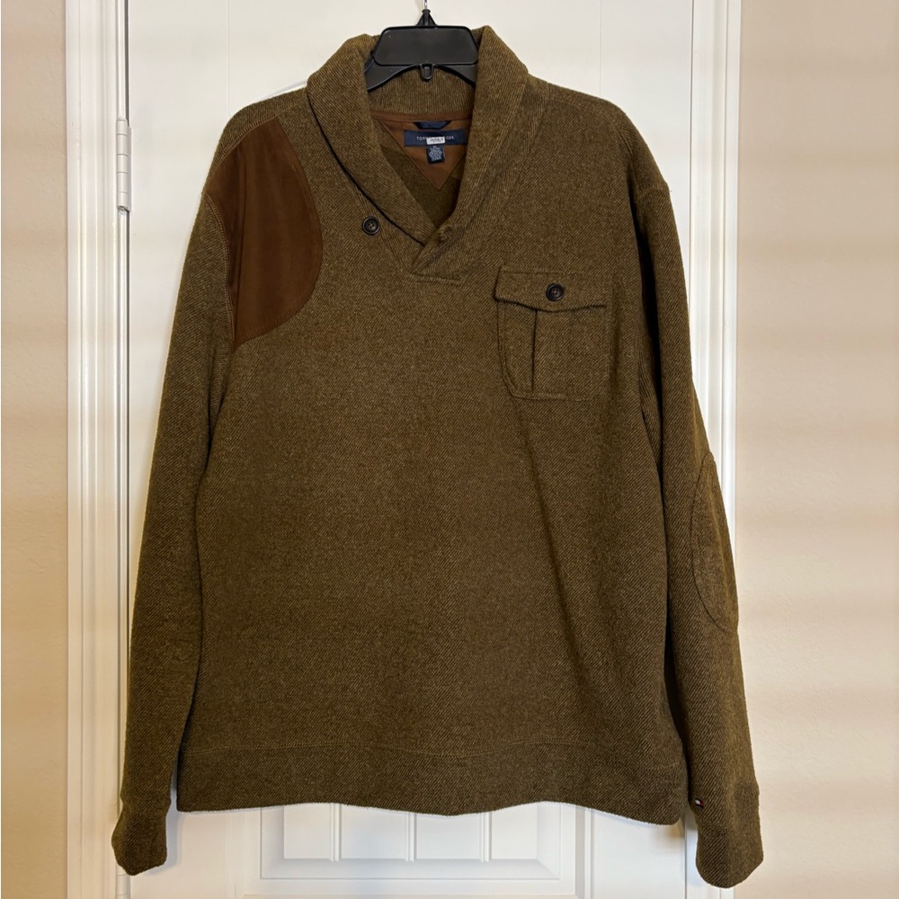 Tommy Hilfiger Men’s Brown Shader Shawl Collar Pullover Sweater XL